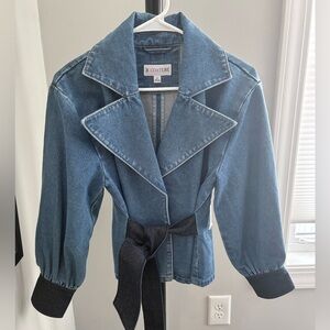 Blue Denim Jacket with Black Accents